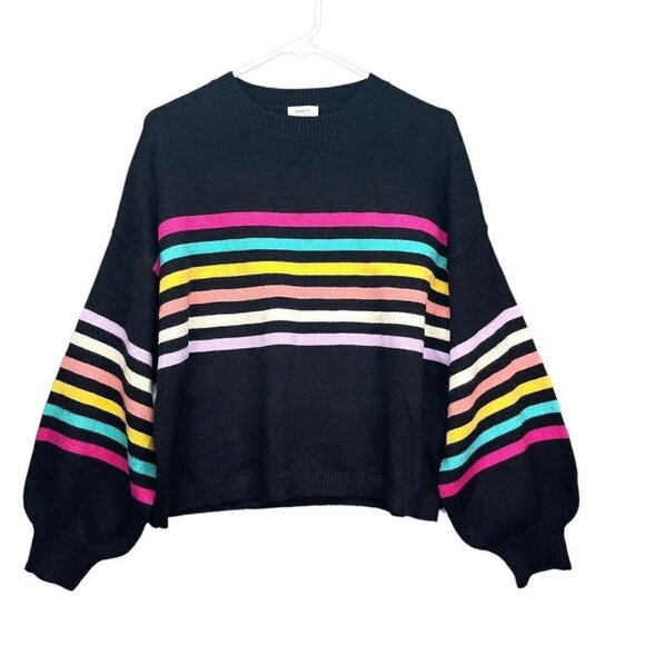 Dreamers by Debut Women's Rainbow Striped Sweater with Puff Sleeves XS - Picture 4 of 9